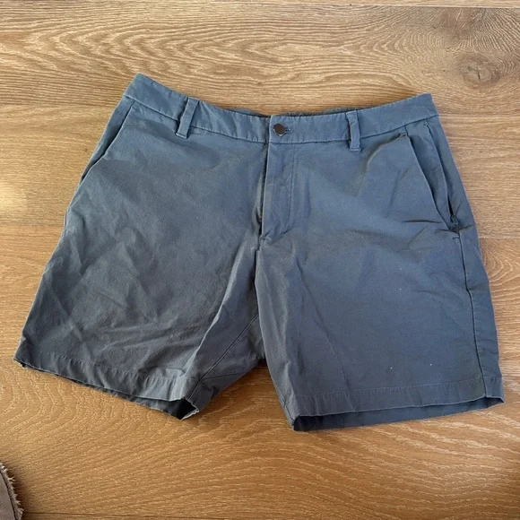 lululemon athletica Steel Blue Flat Front Shorts - Picture 1 of 3